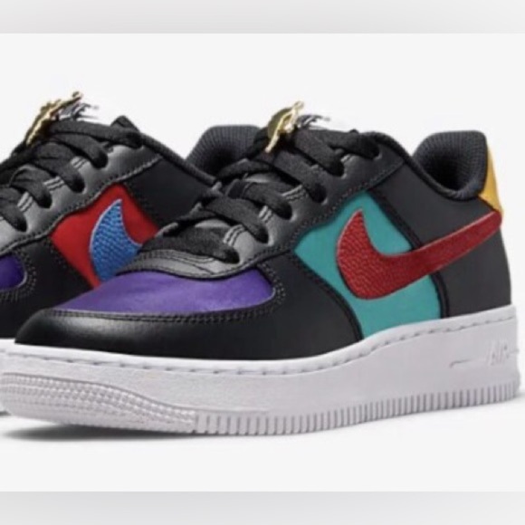 Nike Air Force 1 Black and Multicolor Sneakers - Picture 2 of 7